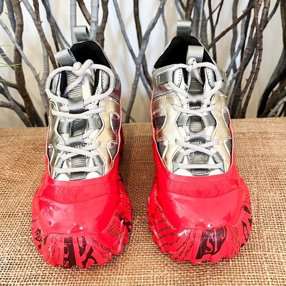 Anthony Wang BlackBerry-04 ColorBlock Wedge Platform Sneakers Size 8 - Picture 3 of 13